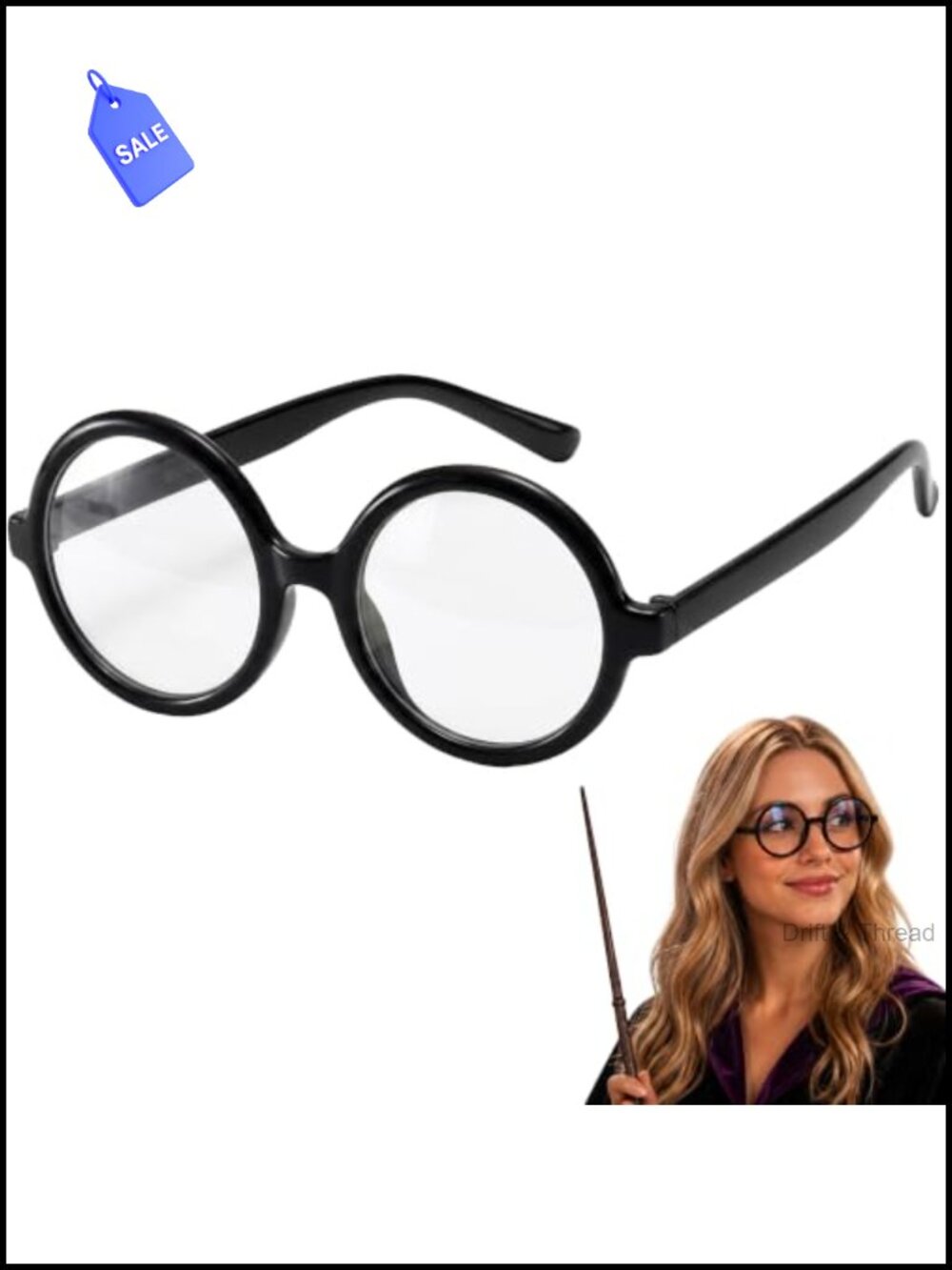 Round Wizard Glasses Costume Accessory Clear Lenses One Size Fits Most